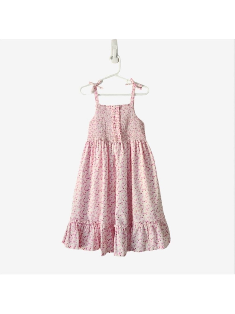 Vintage Laura Ashley polka dot Girls Pink Floral Tie-Shoulder Sundress